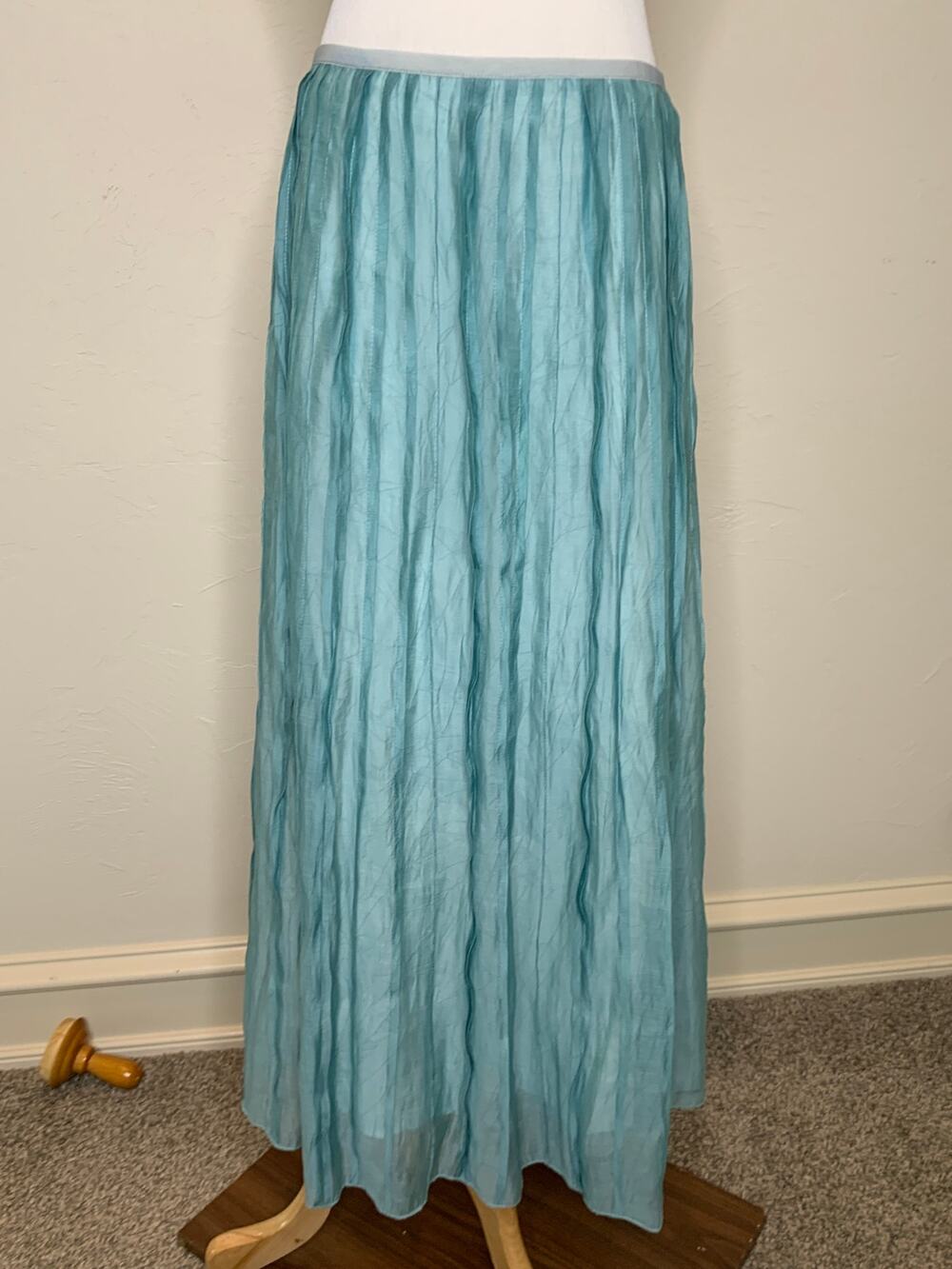 Nic & Zoe Pleated Tiffany Blue Skirt Maxi Sz 8 Preppy Boho